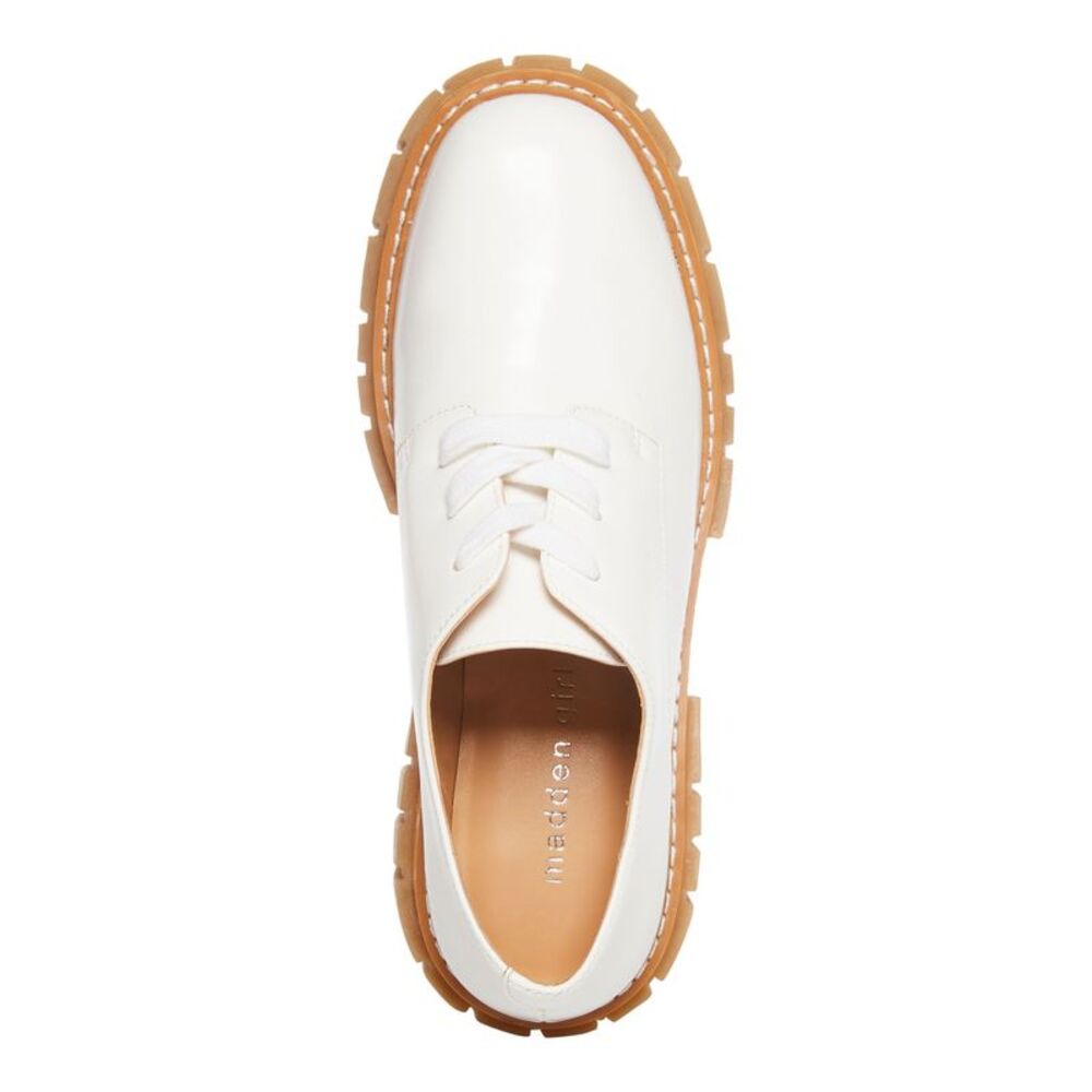 MADDEN GIRL Womens White 1-1/2" Platform Phoenix Block Heel Oxford Shoes 7.5 M - Picture 3 of 4